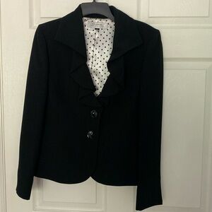 TAHARI Arthur S. Levine Black Skirt & Jacket Two-Piece Suit Set size 8 poly